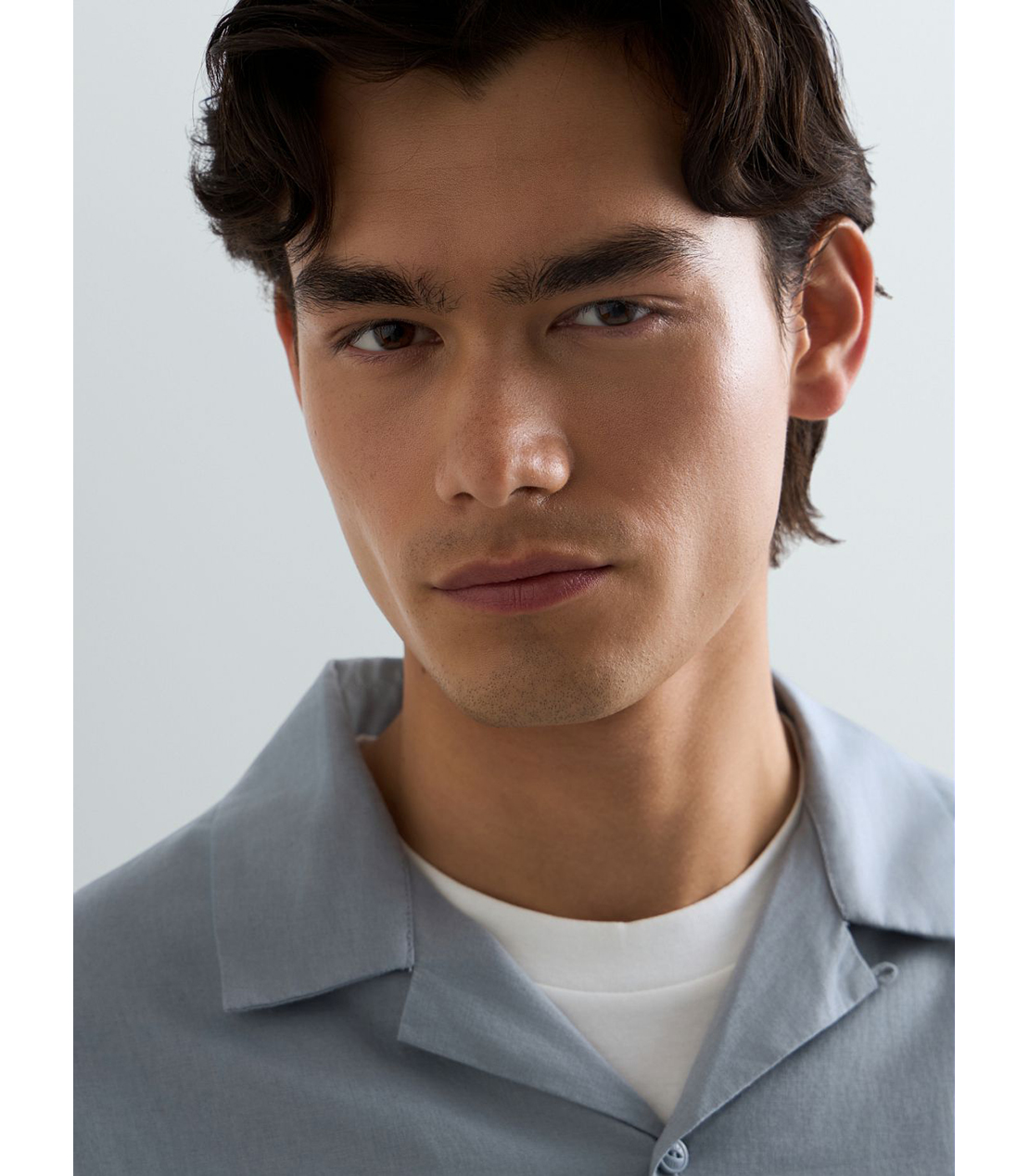 リネンコットンリラックスフィットシャツ 詳細画像 グレイッシュブルー 7